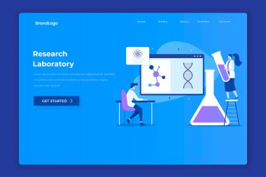 Araştırma laboratuarı illüstrasyon iniş sayfası. Web siteleri, iniş sayfaları, mobil uygulamalar, posterler ve afişler için resim.
