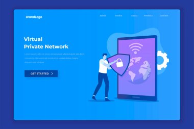 VPN illüstrasyon iniş sayfası konsepti. Web siteleri, iniş sayfaları, mobil uygulamalar, posterler ve afişler için resim.