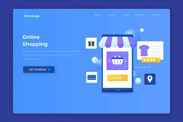 Illustration Des Online Shopping Landing Page Konzepts Illustration Für Webseiten — Stockvektor