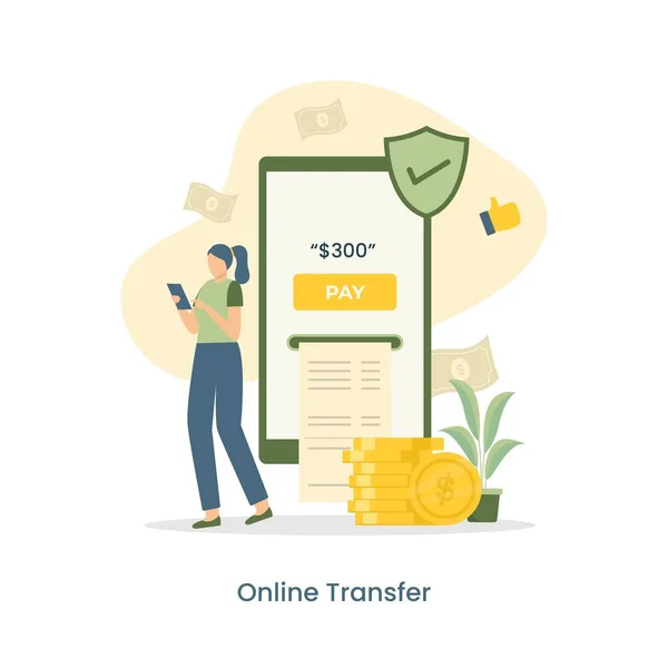 Flache Gestaltung Des Online Transferkonzeptes Illustration Für Webseiten Landing Pages — Stockvektor