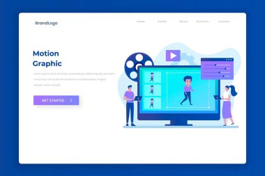 Hareketli grafik iniş sayfası illüstrasyon konsepti. Web siteleri, iniş sayfaları, mobil uygulamalar, posterler ve afişler için resim.