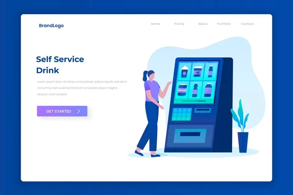 Samoobjednání Nápojové Služby Ilustrační Přistávací Stránky Ilustrace Pro Webové Stránky — Stockový vektor