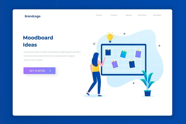 Mood Board Ideas Illustration Landing Page Concept Ilustração Para Sites — Vetor de Stock