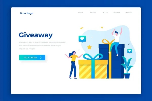 Giveaway Ilustração Landing Page Ilustração Para Sites Landing Pages Aplicativos — Vetor de Stock