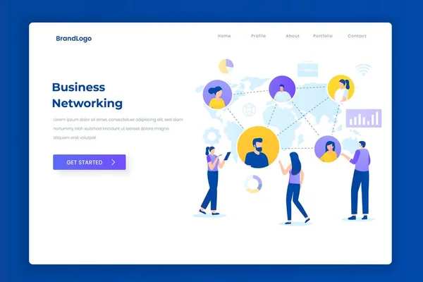 Business Networking Illustratie Landing Page Concept Illustratie Voor Websites Landingspagina — Stockvector