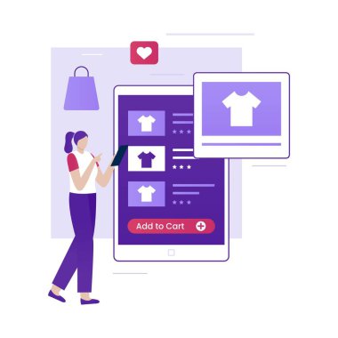 E-ticaret illüstrasyon tasarım konsepti. Web siteleri, iniş sayfaları, mobil uygulamalar, posterler ve afişler için resimler.