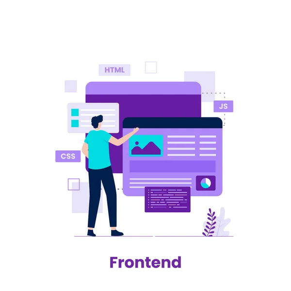 Frontend Entwickler Illustrationskonzept Illustration Für Webseiten Landing Pages Mobile Anwendungen — Stockvektor