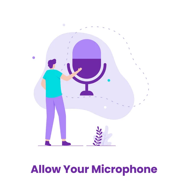 Diseño Plano Permitir Que Micrófono Ilustración Para Sitios Web Landing — Vector de stock