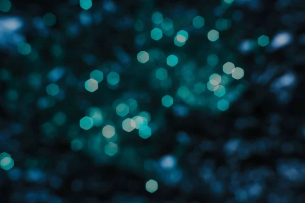 Blue Christmas Bokeh Lights Glowing Winter Night Abstract New Year — Stock Photo, Image