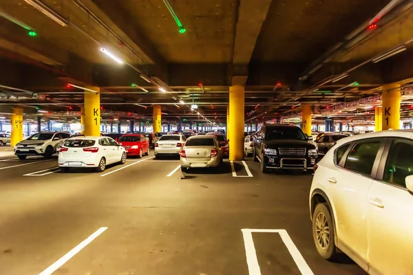 End of November beginning of December 2020 Parking for cars in one of the major hypermarkets of the city of Krasnodar during the pandemic before the holidays....