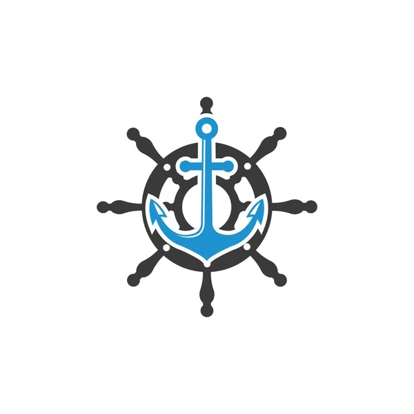 Icône Logo Vectoriel Ancre Navire Direction Modèle Illustration Maritime — Image vectorielle