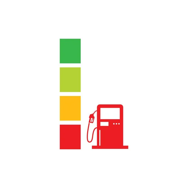 Digitale Benzine Indicator Pictogram Vector Illustratie Ontwerp Template — Stockvector