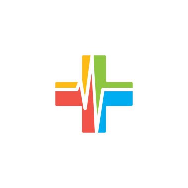 Kalp atışı çapraz tıbbi ikon vektör çizim şablonu