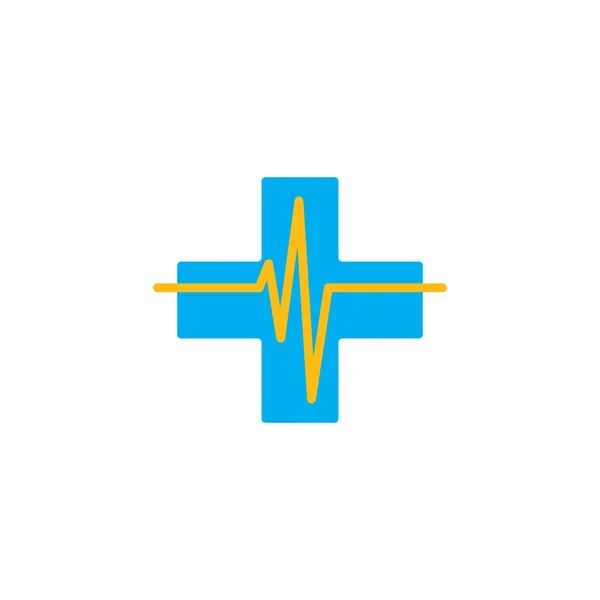 Battito Cardiaco Croce Icona Medica Vettore Illustrazione Modello Design — Vettoriale Stock