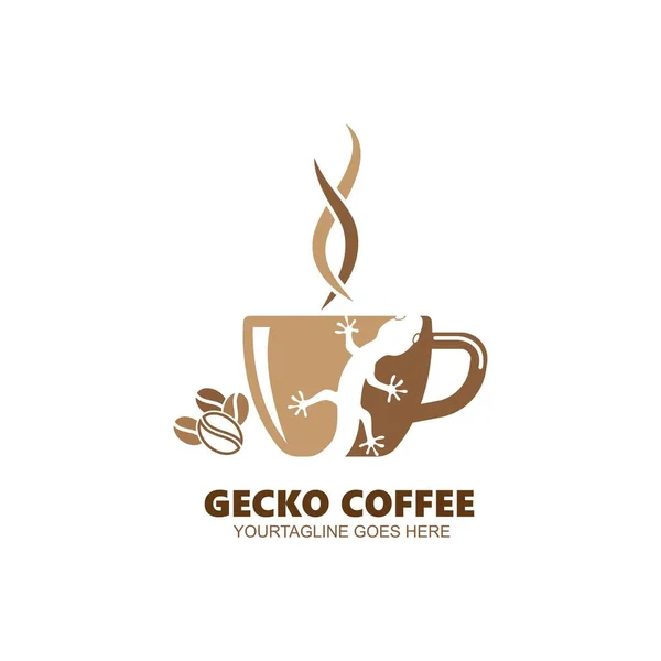 Gecko Koffiebeker Template Vector Pictogram Ontwerp — Stockvector