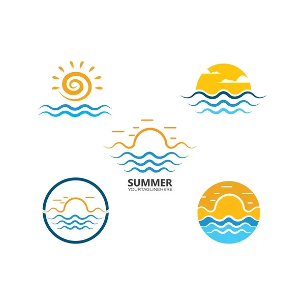 Watergolf Zon Symbool Icoon Van Zomer Template Vector Ontwerp — Stockvector