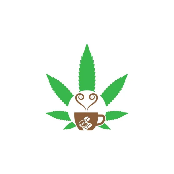 Tazza Caffè Marijuana Cannabis Template Vector Icon Design — Vettoriale Stock