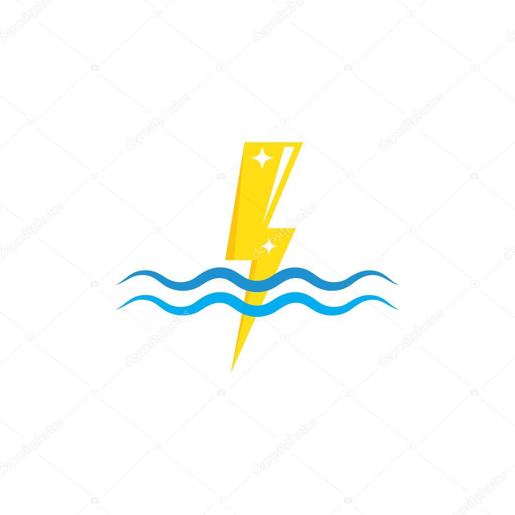 flash thunder bolt with wave  illustration vector template
