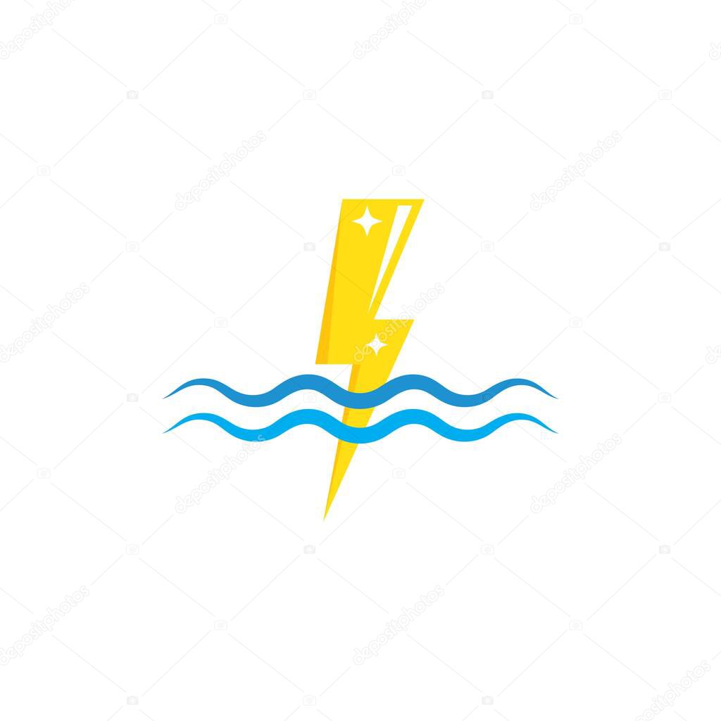 Flash thunder bolt with wave  illustration vector template