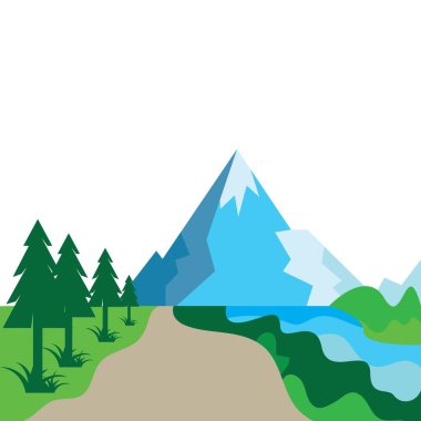 landscape mountain river vector illustration design template web
