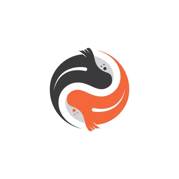 Yin Yang Koi Fish Concept Design Vector Icon Illustration Template — Διανυσματικό Αρχείο