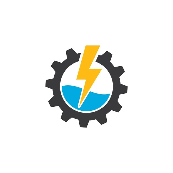 Flash Thunder Bolt Gear Illustration Vector Template — Stock Vector