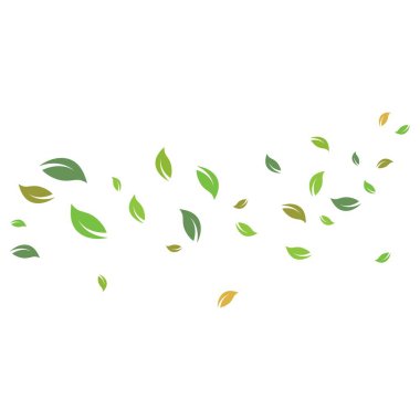 Düşen yapraklar ve eğilen rüzgar vektör çizim şablonu