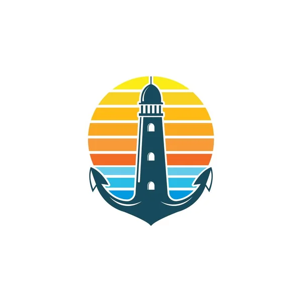 Lighthouse Anchor Concept Vector Icon Illustration Design Template — Stock Vector