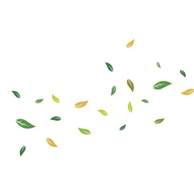 Düşen yapraklar ve eğilen rüzgar vektör çizim şablonu