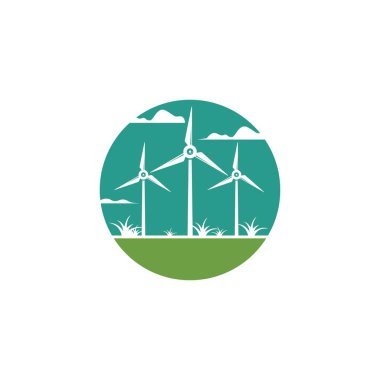 Rüzgar türbini simgesi vektör çizim şablonu ağı