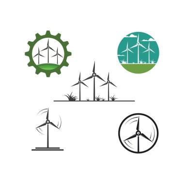 Rüzgar türbini simgesi vektör çizim şablonu ağı