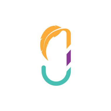 j Harfi Tüyü konsept Vektör İllüstrasyon Tasarımı 