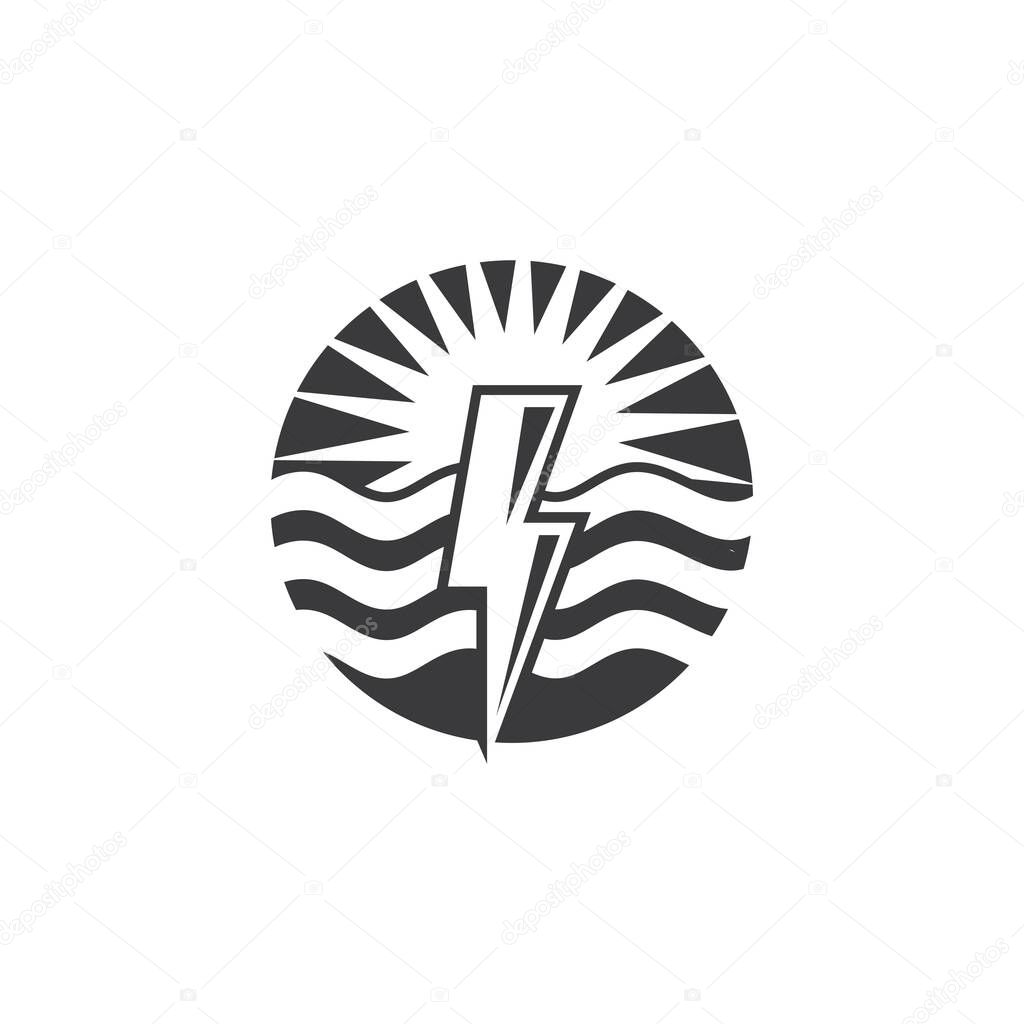 Flash thunder bolt with wave  illustration vector template