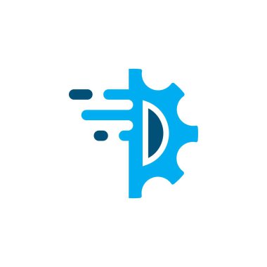 Gear d harfi konsept vektör çizim şablonu