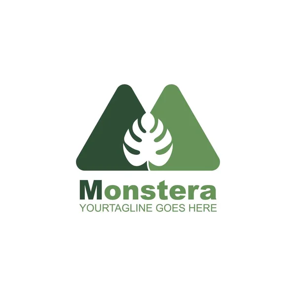 Carta Monstera Hoja Icono Vector Ilustración Diseño Plantilla — Archivo Imágenes Vectoriales