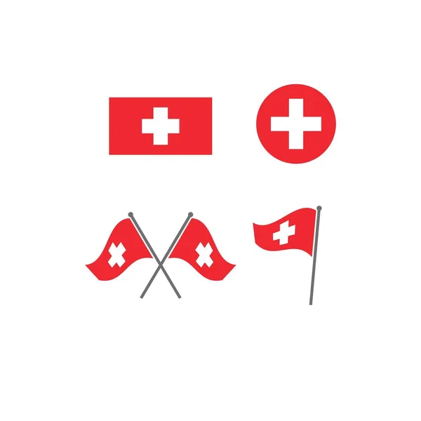 Švýcarská Vlajka Ikona Vektor Ilustrace Šablona Návrhu — Stockový vektor