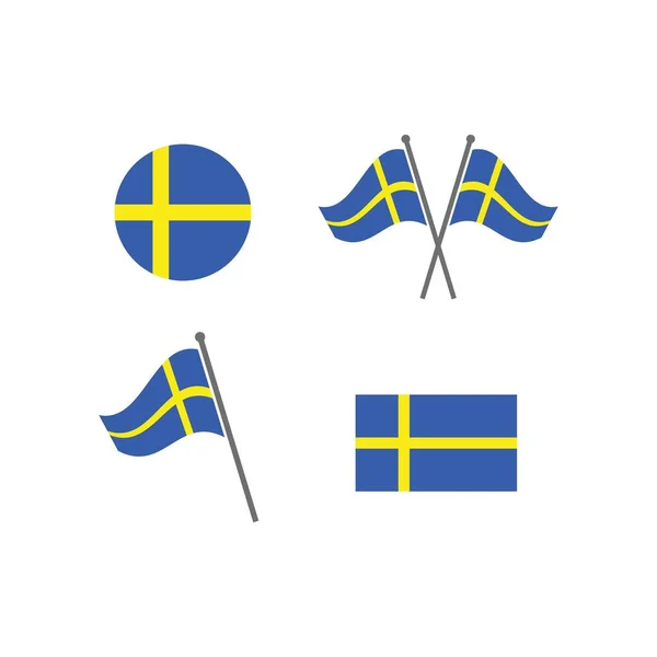 Svensk Flagga Ikon Vektor Illustration Design Mall — Stock vektor