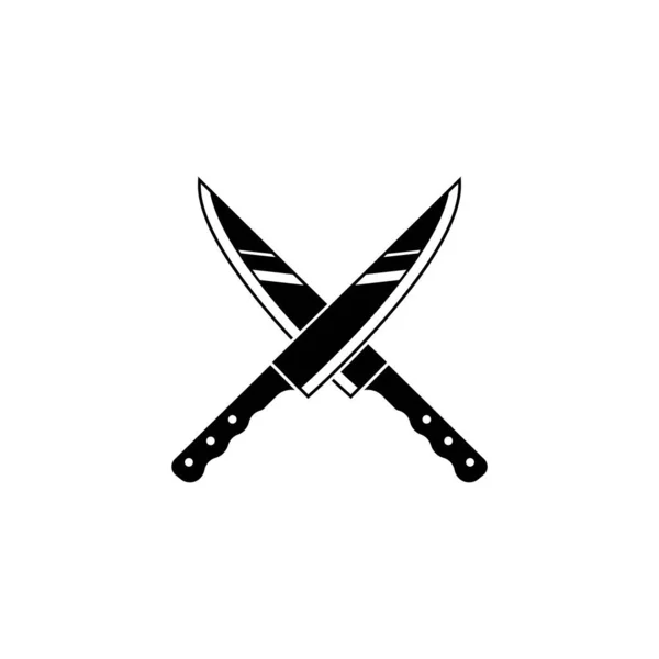 Gekreuztes Küchenmesser Oder Klinge Vektor Symbol Illustration Design Vorlage Web — Stockvektor