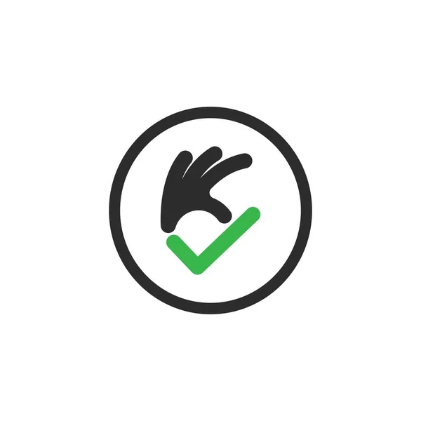 Hand Gebaar Check Mark Pictogram Vector Illustratie Ontwerp Sjabloon — Stockvector