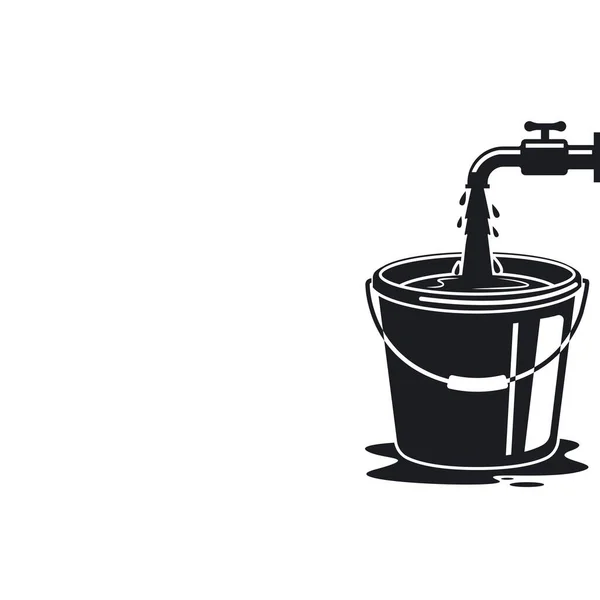 Het Vullen Van Water Van Kraan Tot Emmer Vector Illustratie — Stockvector