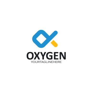Oksijen simgesi vektör tasarım ağı şablonu için ox harfi