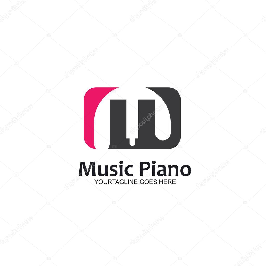 m letter piano icon vector illustration concept  design template