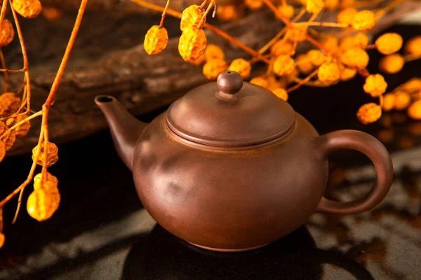 Chinese Festival Family Reunion Mid Autumn Festival Teapot Dry Tree — Stock Photo, Image