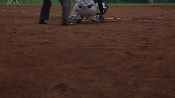 Vakantie Gemeenschap Honkbal Stadion Honkbal Team Spelen Honkbal Wedstrijd — Stockvideo