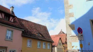 Peri masalı kasabasındaki eski binalar, Rothenburg, Bavyera, Almanya