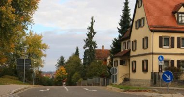 Rothenburg, Bavyera, Almanya, eski binalar ve yollar