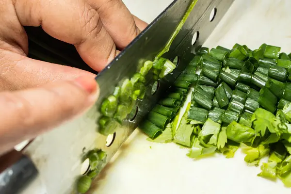 Spring onion and coriander sliced for garnish — Stock Photo, Image