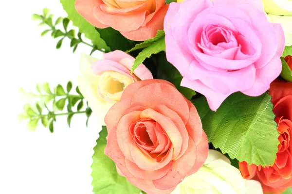 Künstliche Blumen dekorativ isoliert auf dem weißen Hintergrund — Stockfoto