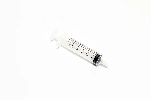 Injekciós fecskendő, a gyógyszertár elszigetelt fehér background — Stock Fotó