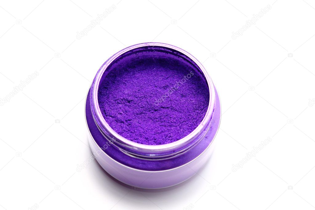 purple mica color pigments isolated on white background
